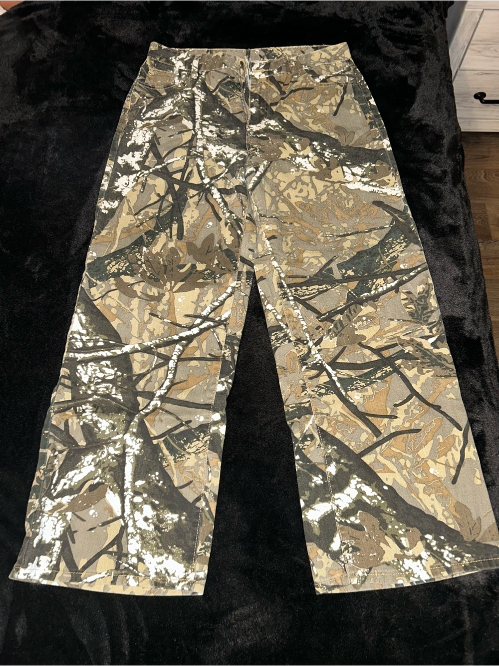 SHEIN Olive & Brown Camo Wide-Leg Pants